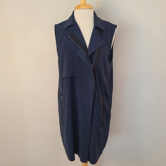 Vince Blue Laser Cut Trench Vest Dress - Picture 8 of 13